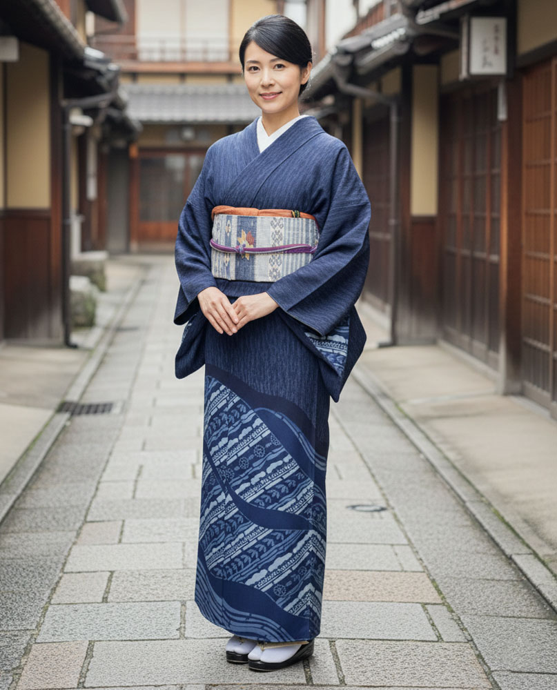 藍染 訪問着 02