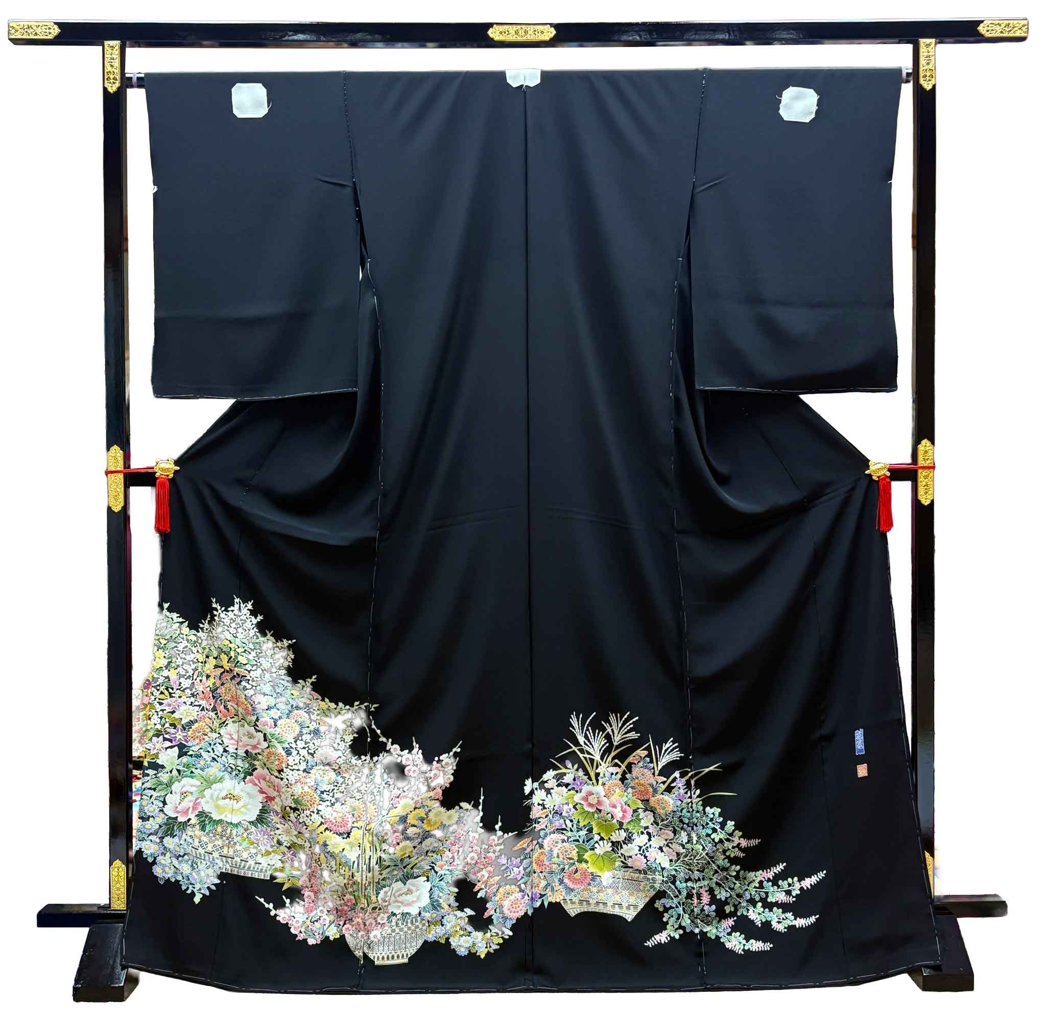 加賀友禅 黒留袖 谷崎善治『花篭』