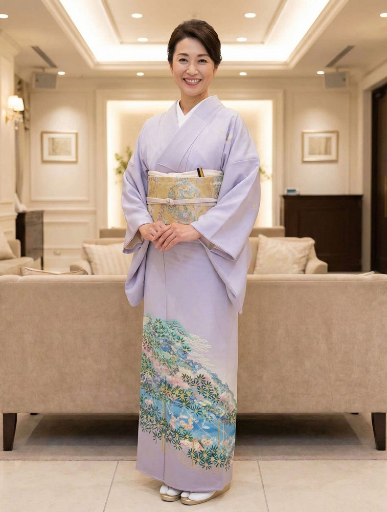 加賀友禅 色留袖 山本富男『兼六園 桜』紫