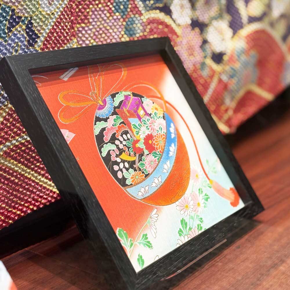 【着物アート】Kimono Art 190×190 赤01