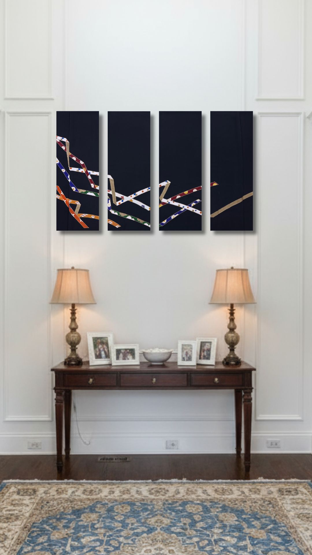 【留袖アート】Kimono Art  ファブリックパネル 黒留袖13