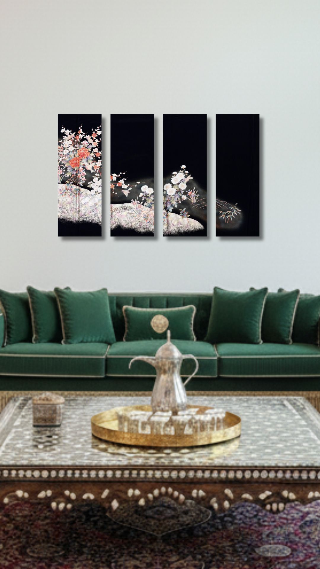 【留袖アート】Kimono Art  ファブリックパネル 黒留袖06