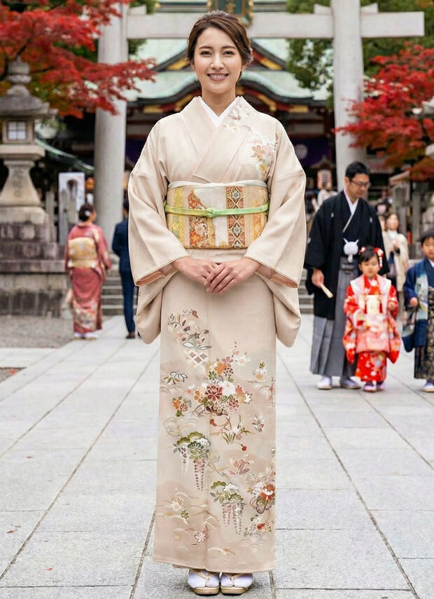 京友禅 – 訪問着レンタル -オレンジ02