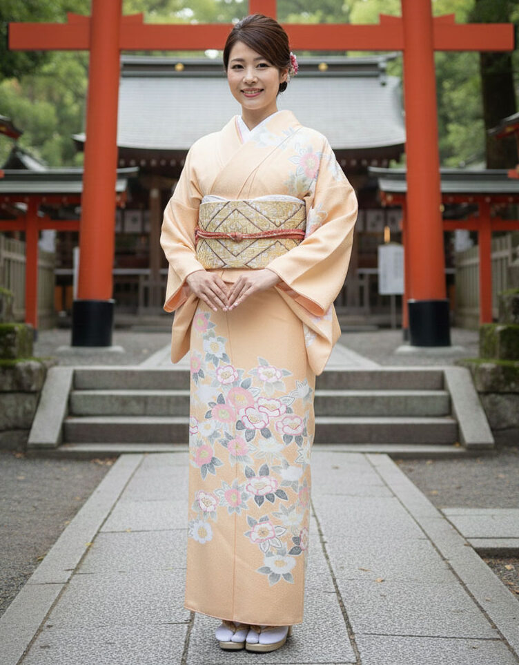 京友禅 – 訪問着レンタル – オレンジ