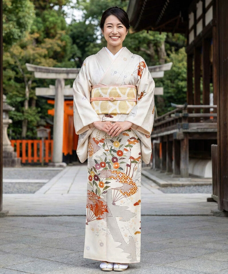 京友禅 – 訪問着レンタル -白