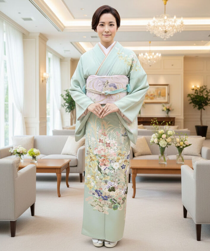 京友禅 – 訪問着レンタル – 緑