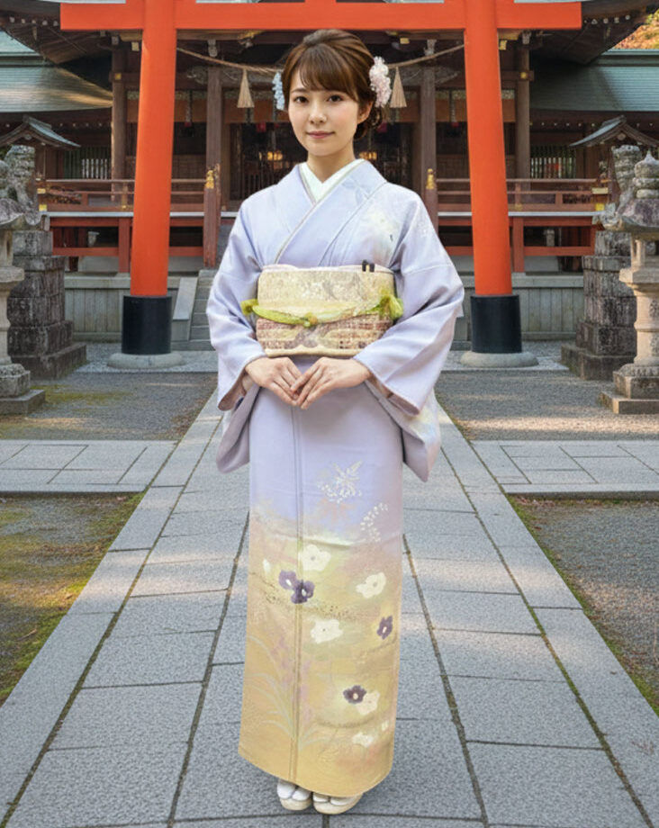 京友禅 – 訪問着レンタル – 薄紫01