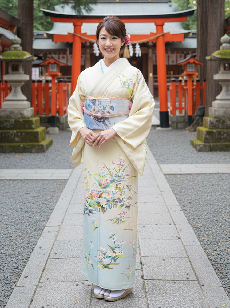 京友禅 – 訪問着レンタル – 黄02