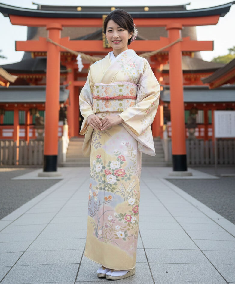 京友禅 – 訪問着レンタル – 黄01