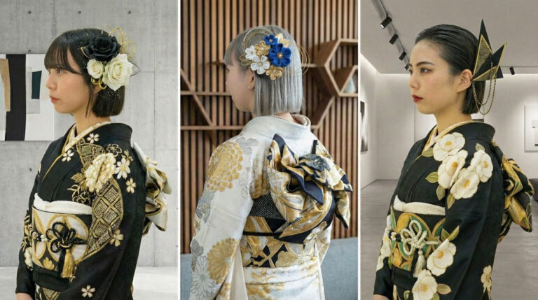 成人式振袖に合わせたヘアスタイル例（ショートボブスタイル）