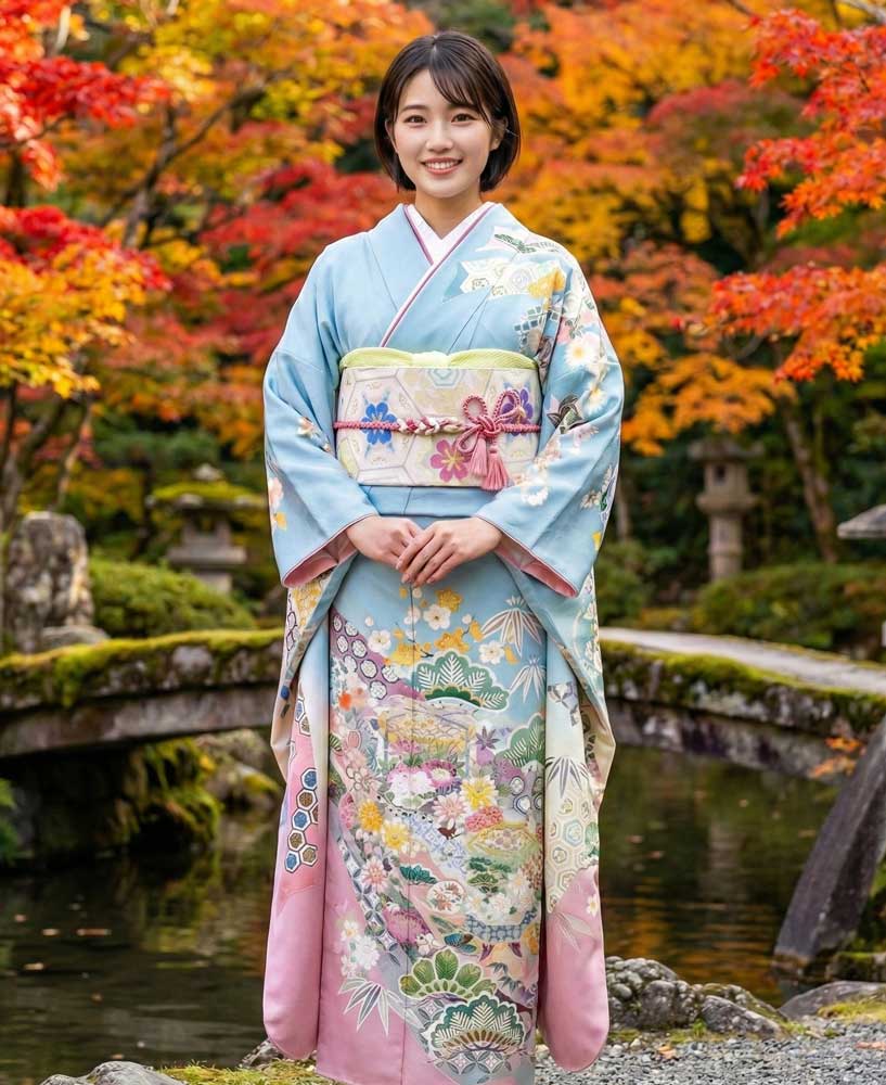 加賀友禅 振袖 松任いち『華貝箱』水色