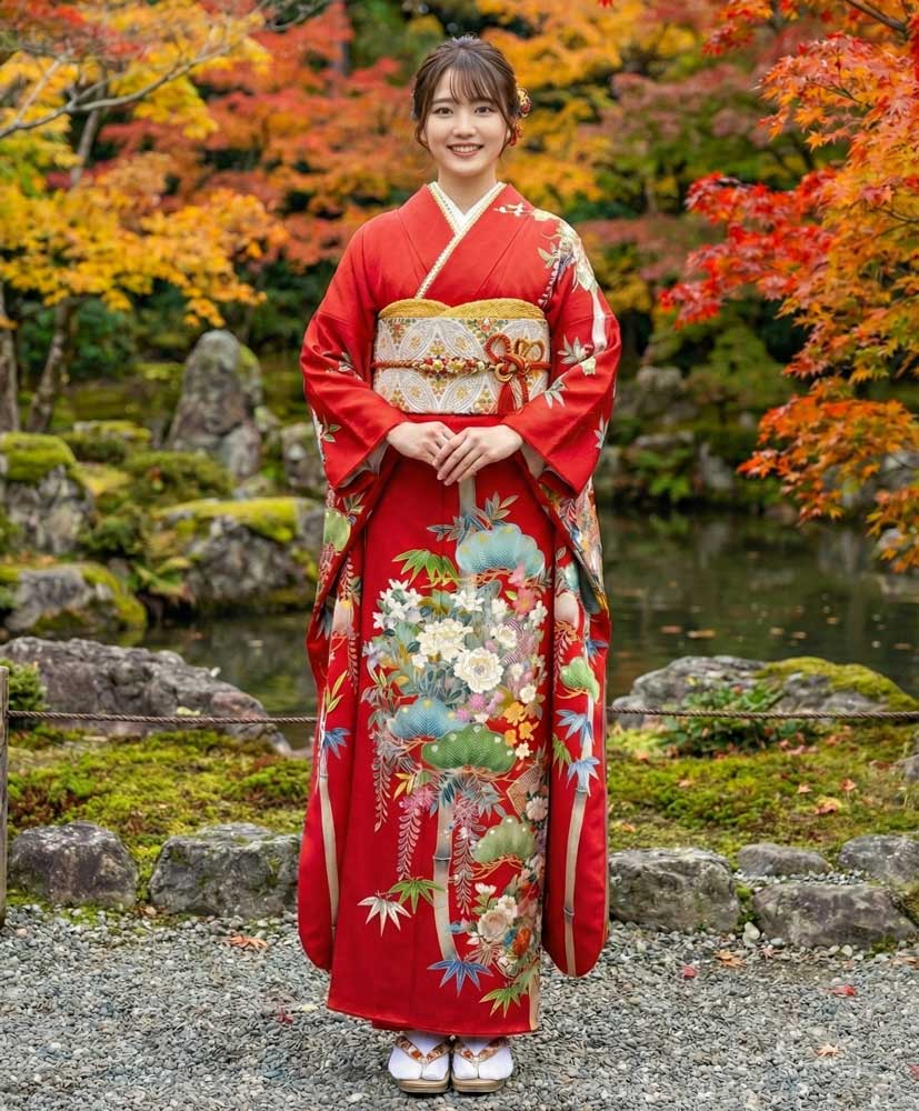 加賀友禅 振袖 松任いち『万葉の藤波』赤