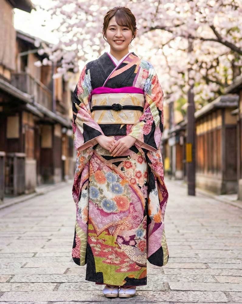 藤娘きぬたや 総絞り振袖 黒02