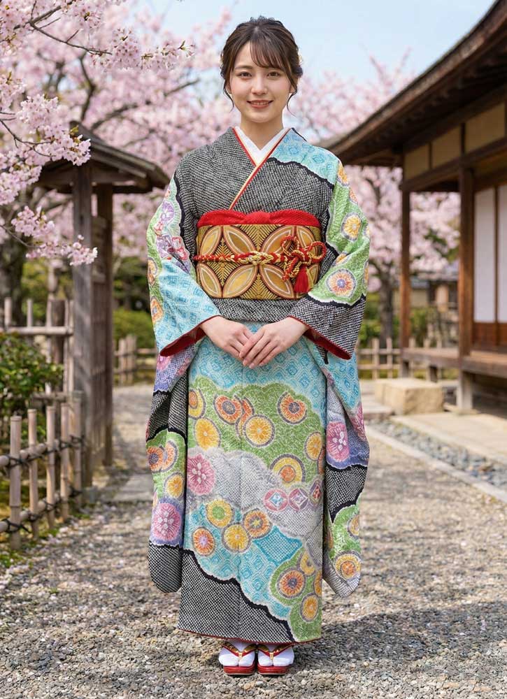 藤娘きぬたや 総絞り振袖 黒01