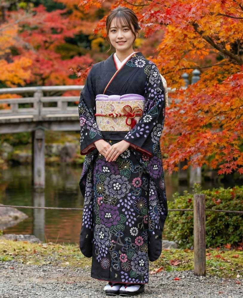 藤娘きぬたや 総絞り振袖 黒03