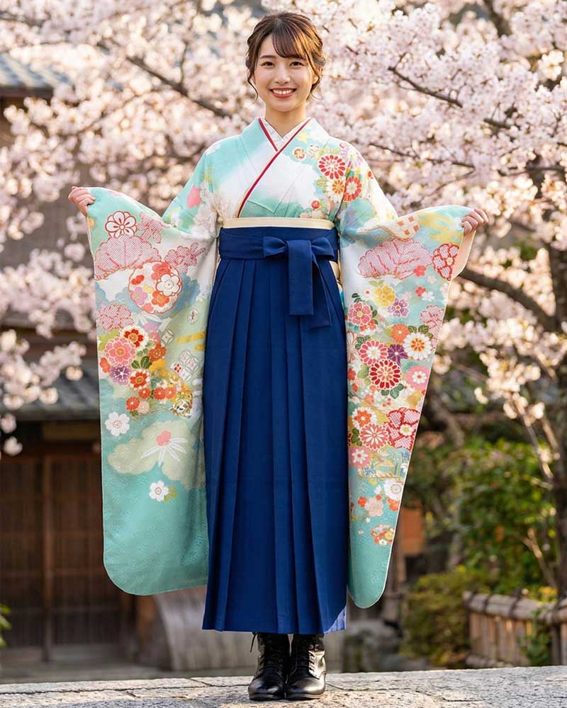 卒業式袴 x 振袖 – レンタル – 紺04