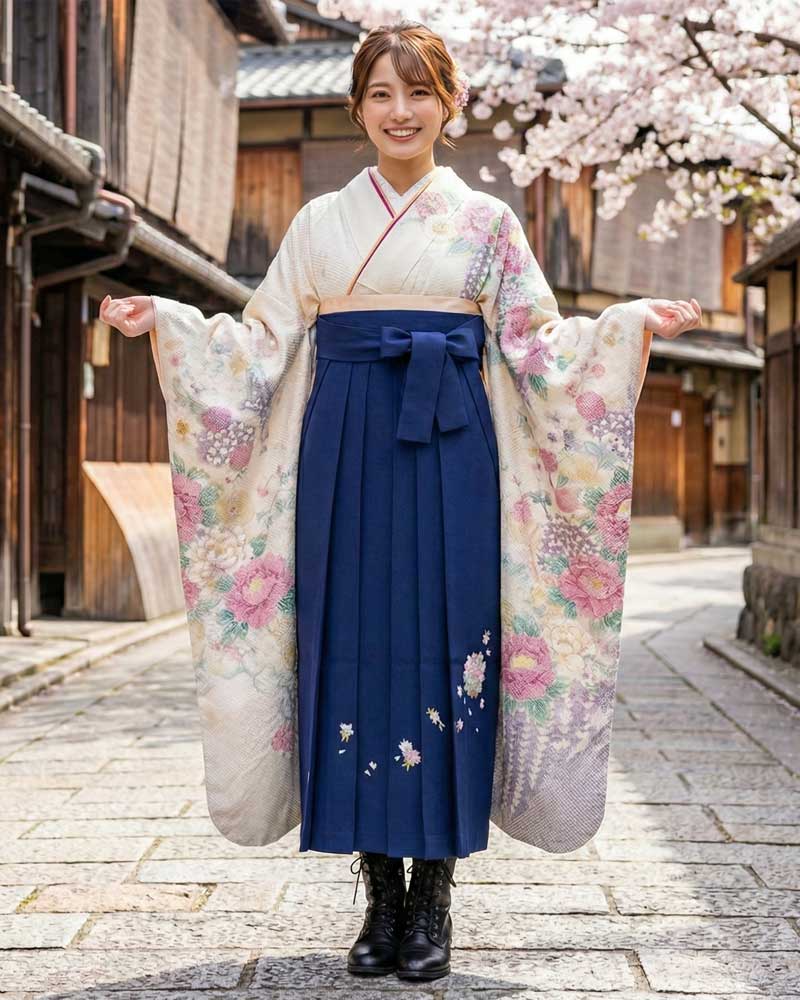 卒業式袴 x 振袖 – レンタル – 紺02