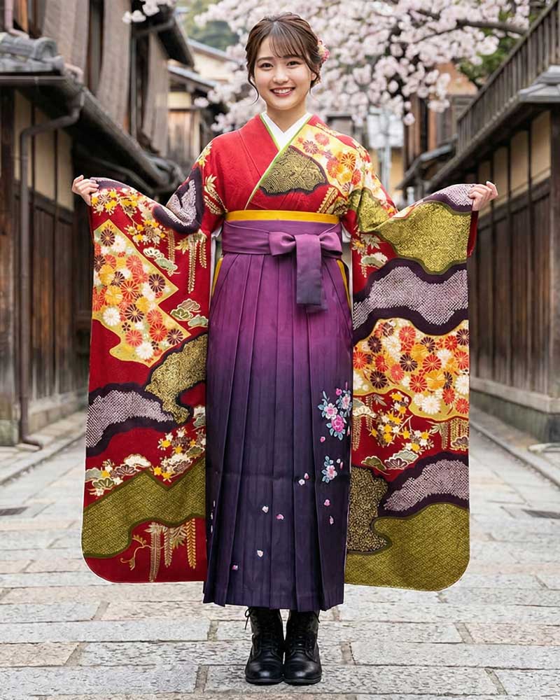 卒業式袴 x 振袖 – レンタル – 紫02