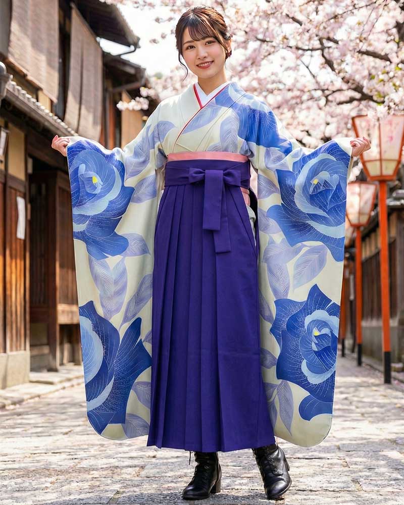 卒業式袴 x 振袖 – レンタル – 紫04