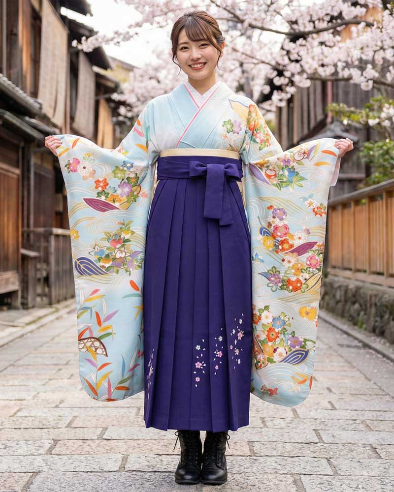 卒業式袴 x 振袖 – レンタル – 紫05