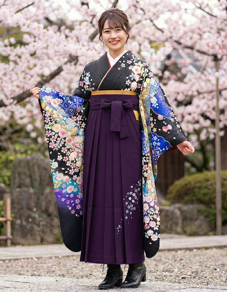 卒業式袴 x 振袖 – レンタル – 紫06