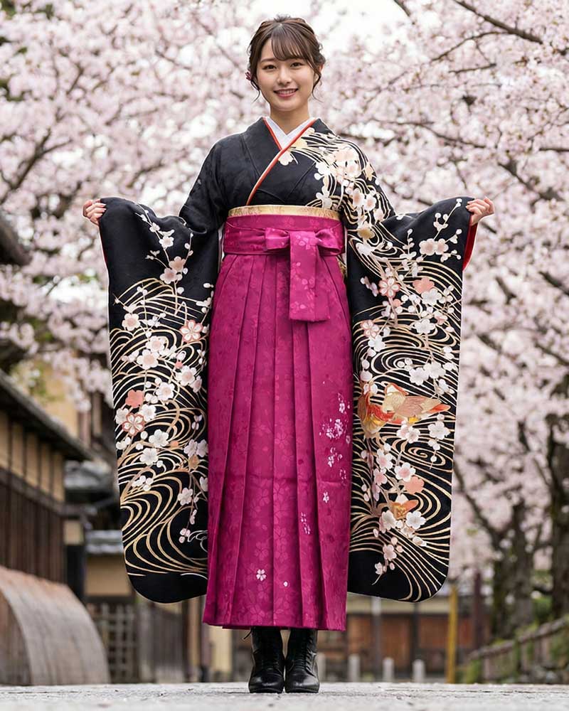 卒業式袴 x 振袖 – レンタル – ピンク02