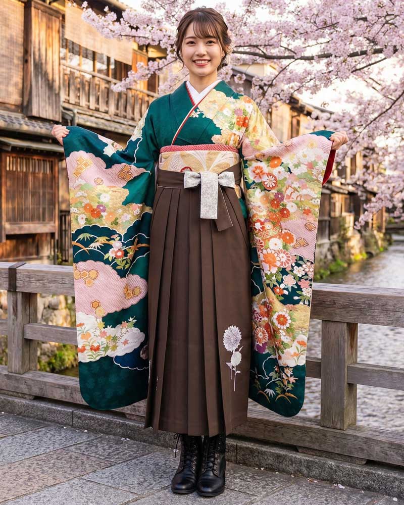 卒業式袴 x 振袖 – レンタル – 茶01