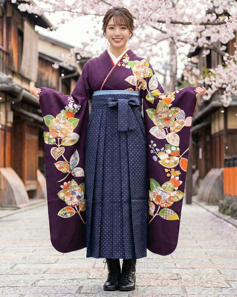 卒業式袴 x 振袖 – レンタル – 紺03