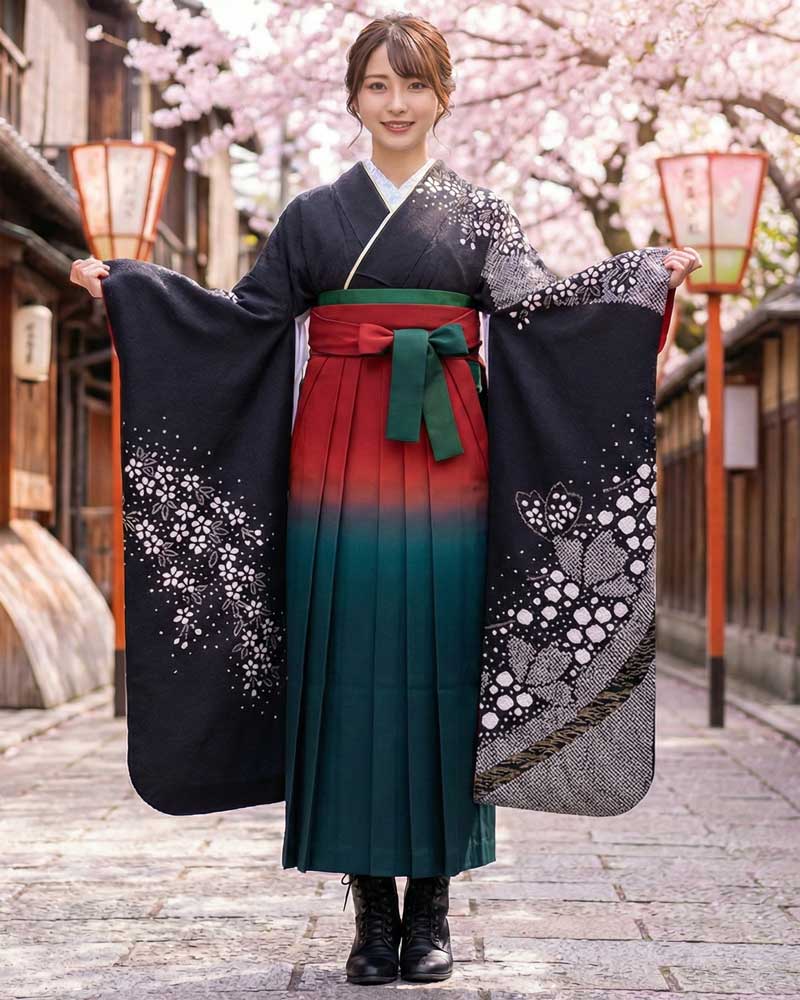 卒業式袴 x 振袖 – レンタル – 赤緑