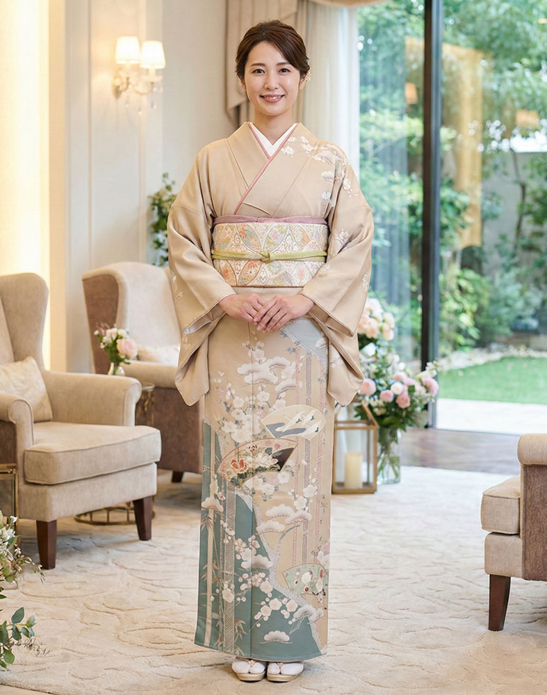 京友禅 訪問着 茶02