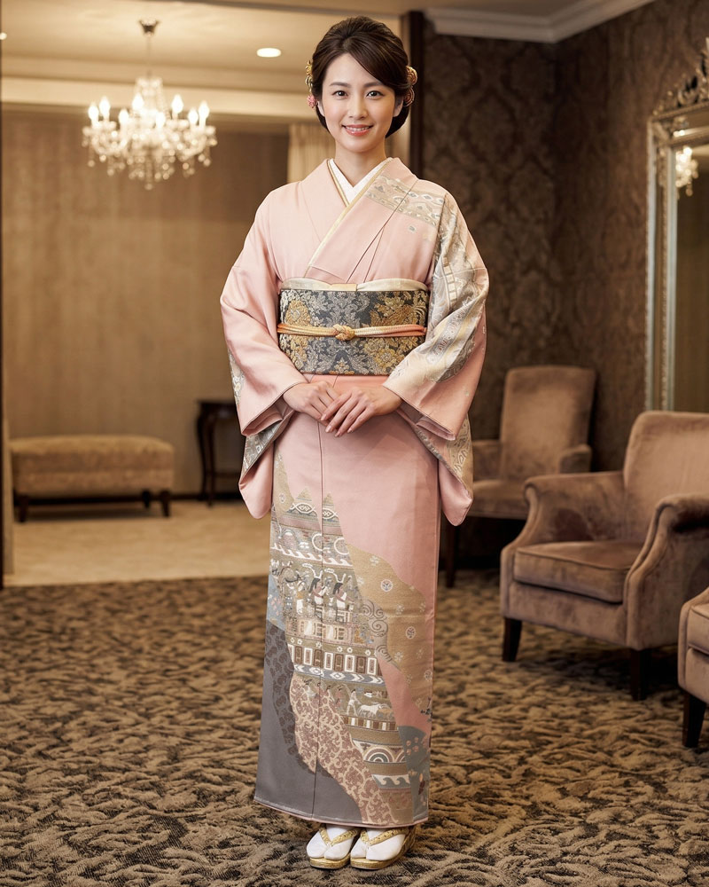 京友禅 訪問着 ピンク03