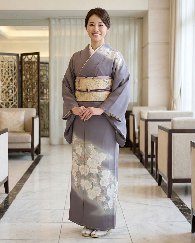 京友禅 訪問着 紫01