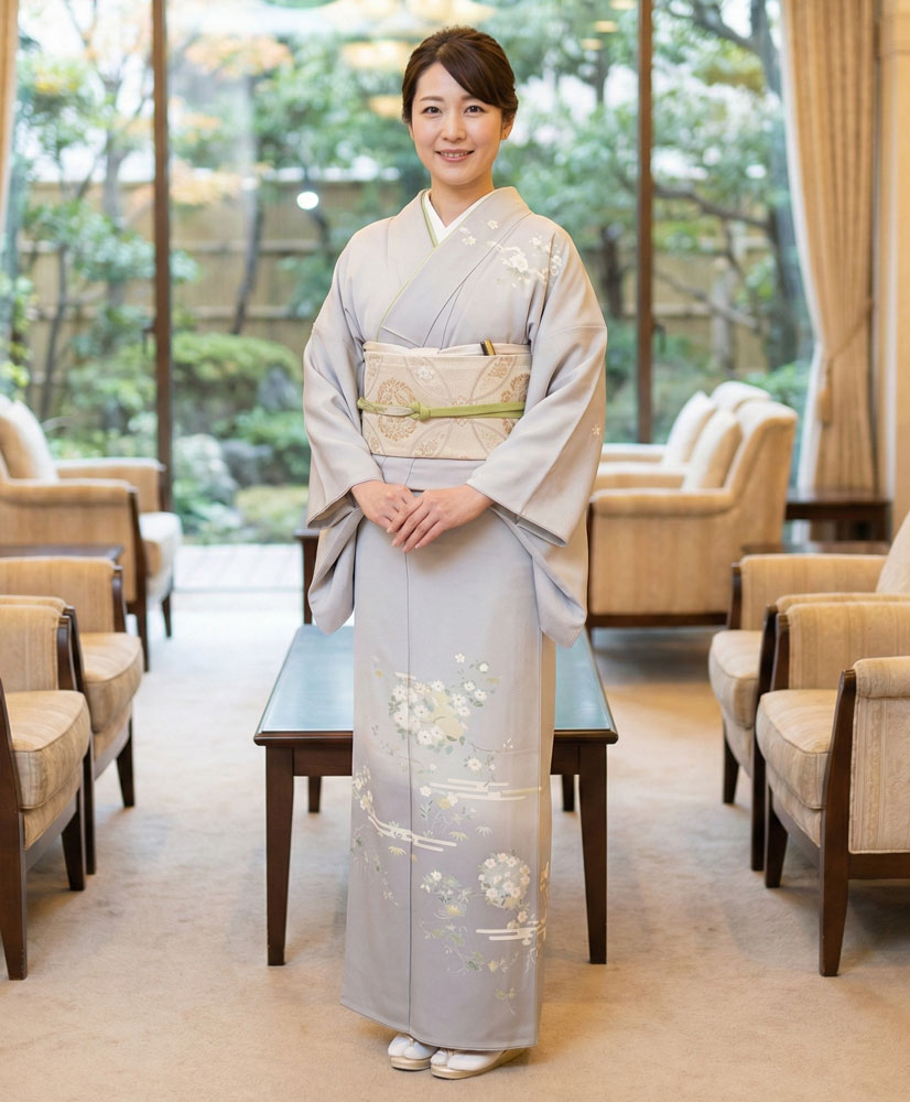 京友禅 訪問着 グレー01