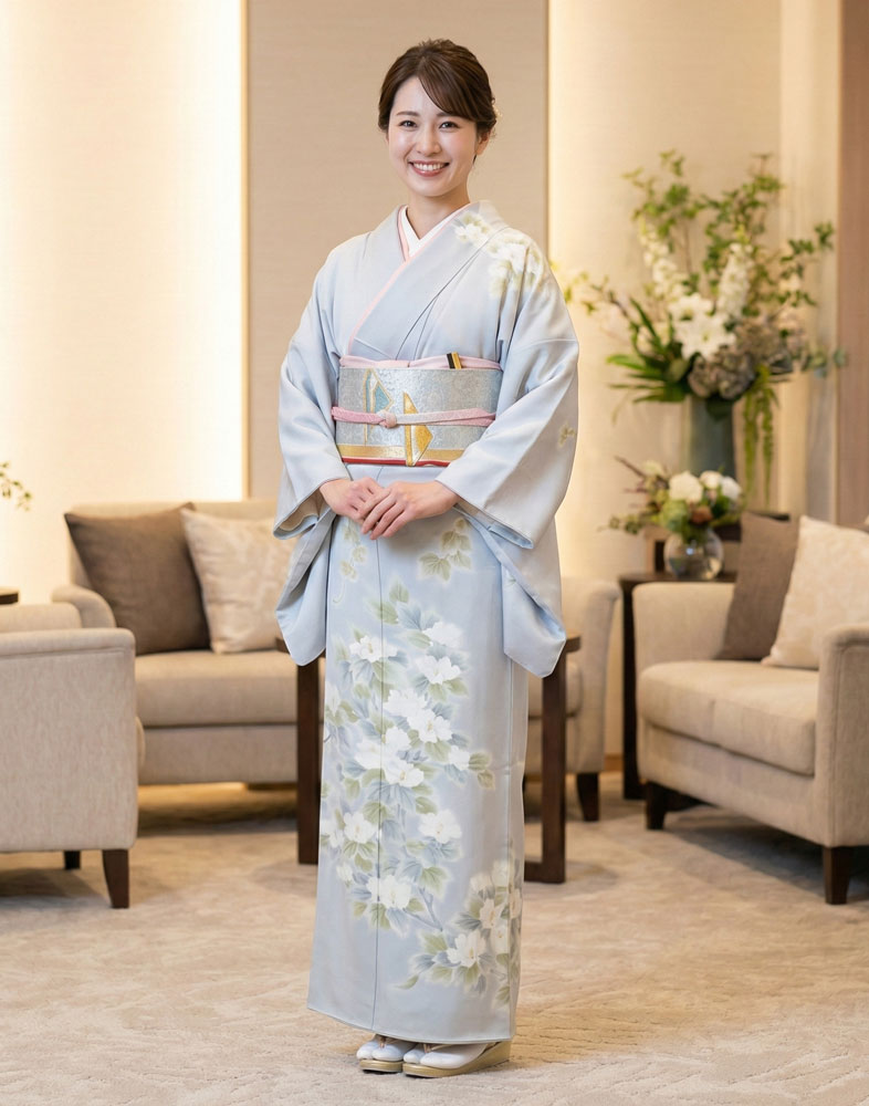 京友禅 訪問着 水色01