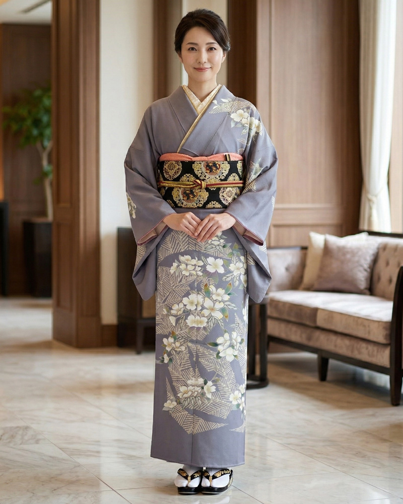 京友禅 訪問着「松本 健一」グレー02