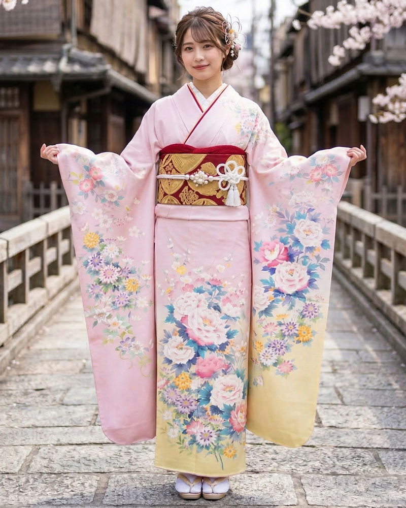 加賀友禅 振袖 宮本由美子『百花』ピンク