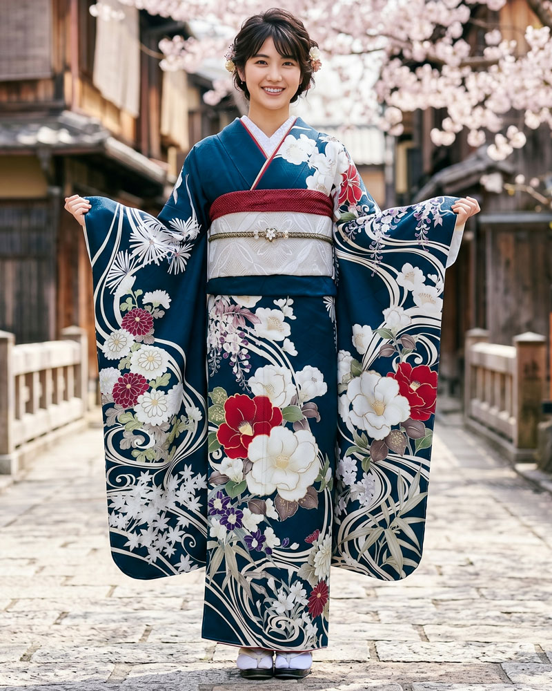 レンタル振袖 – 紺08