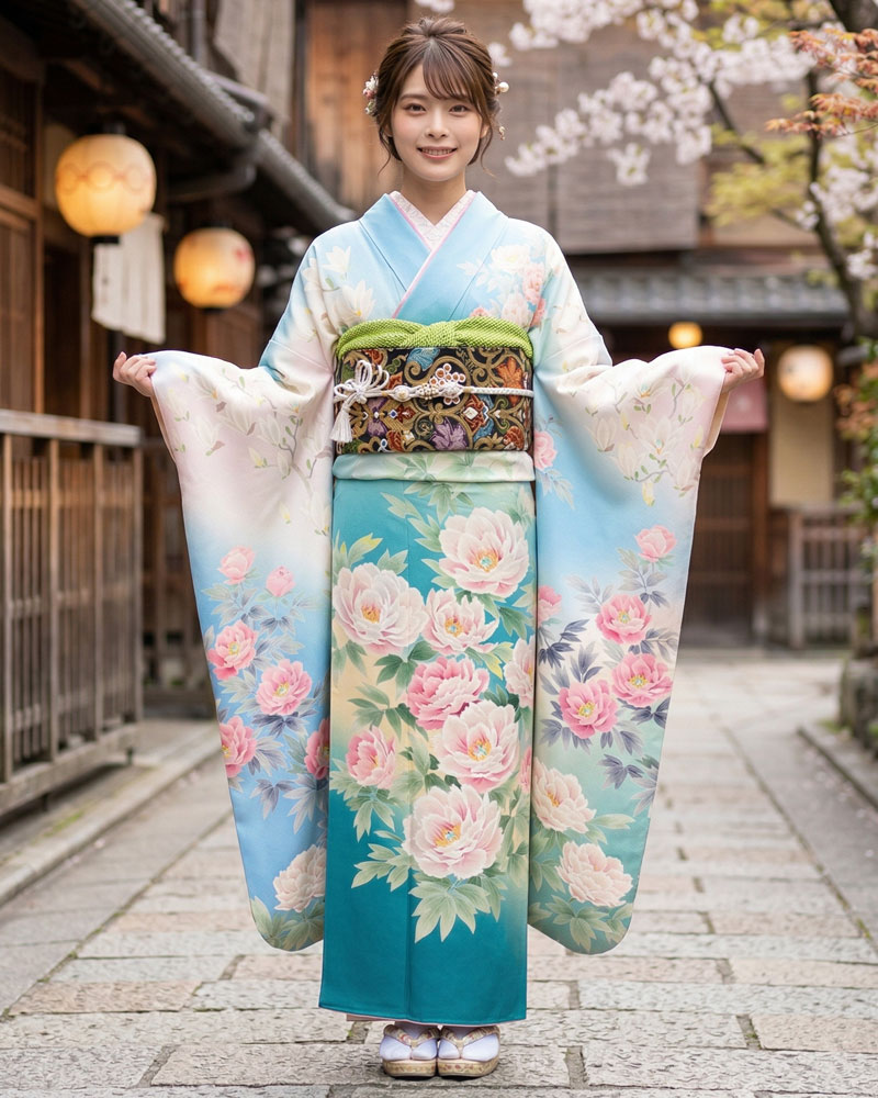 レンタル振袖 – 加賀友禅 – 水色01