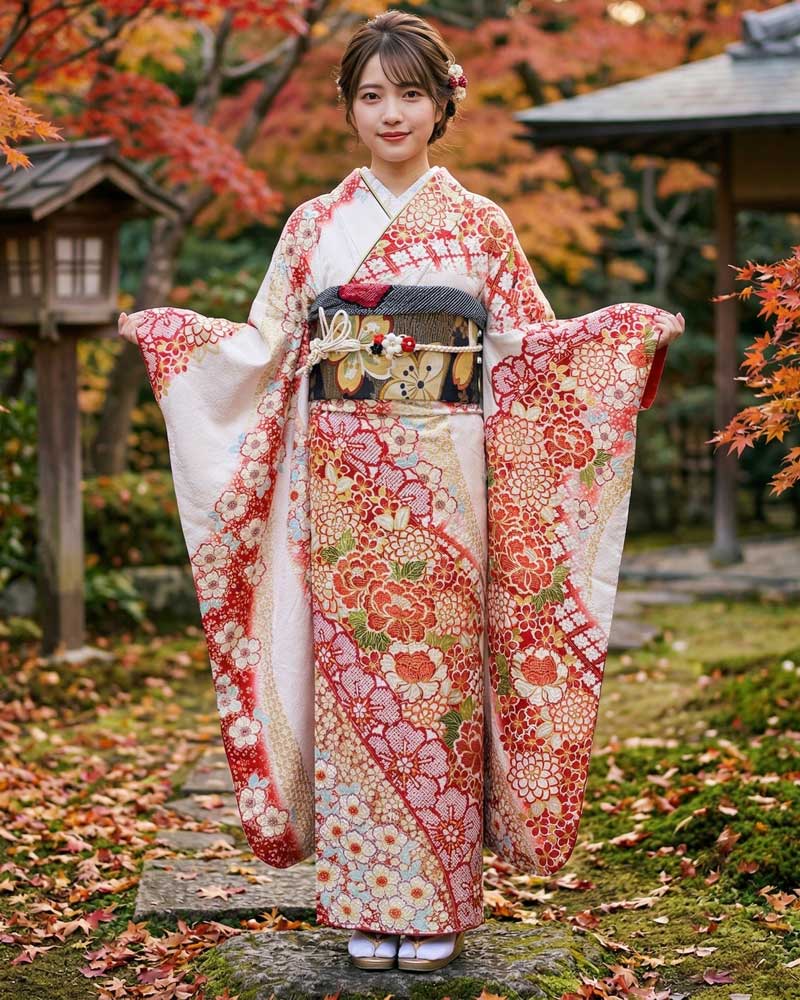 レンタル絞り振袖 – 白19