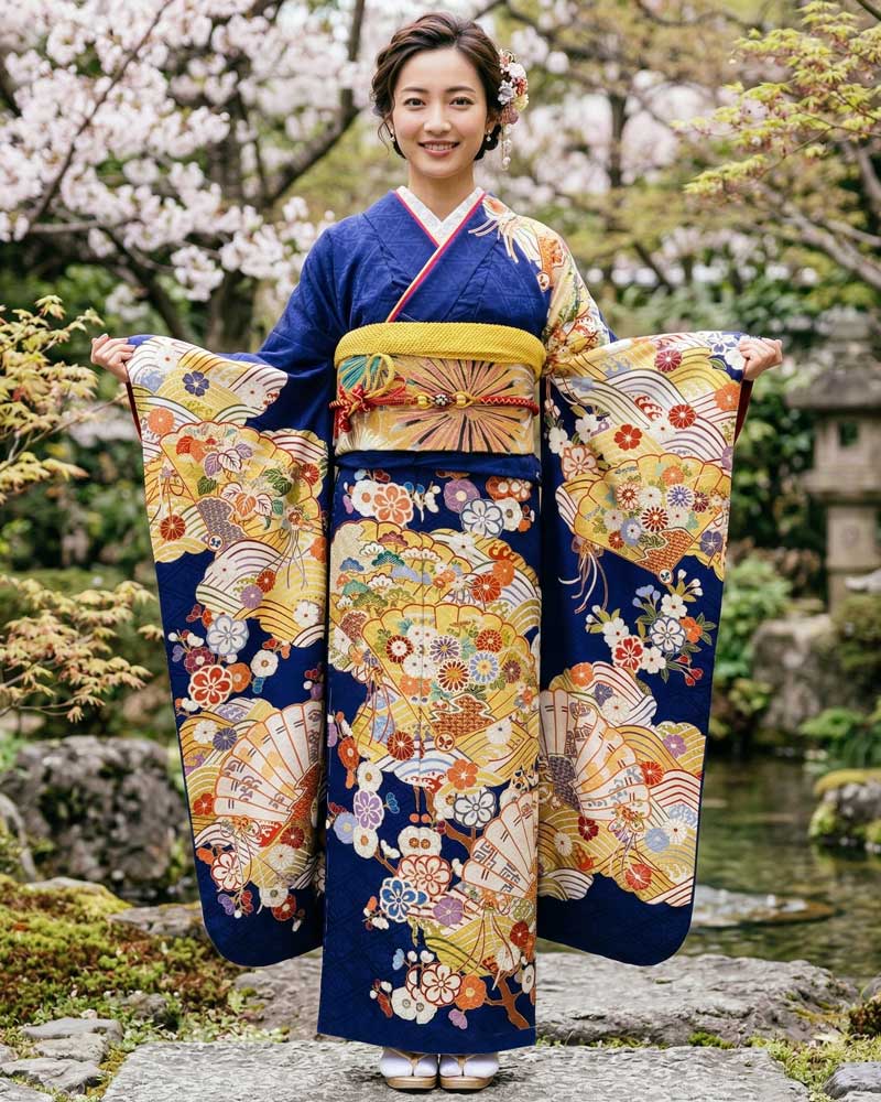 十日町友禅 -振袖 – 吉澤 – 青01
