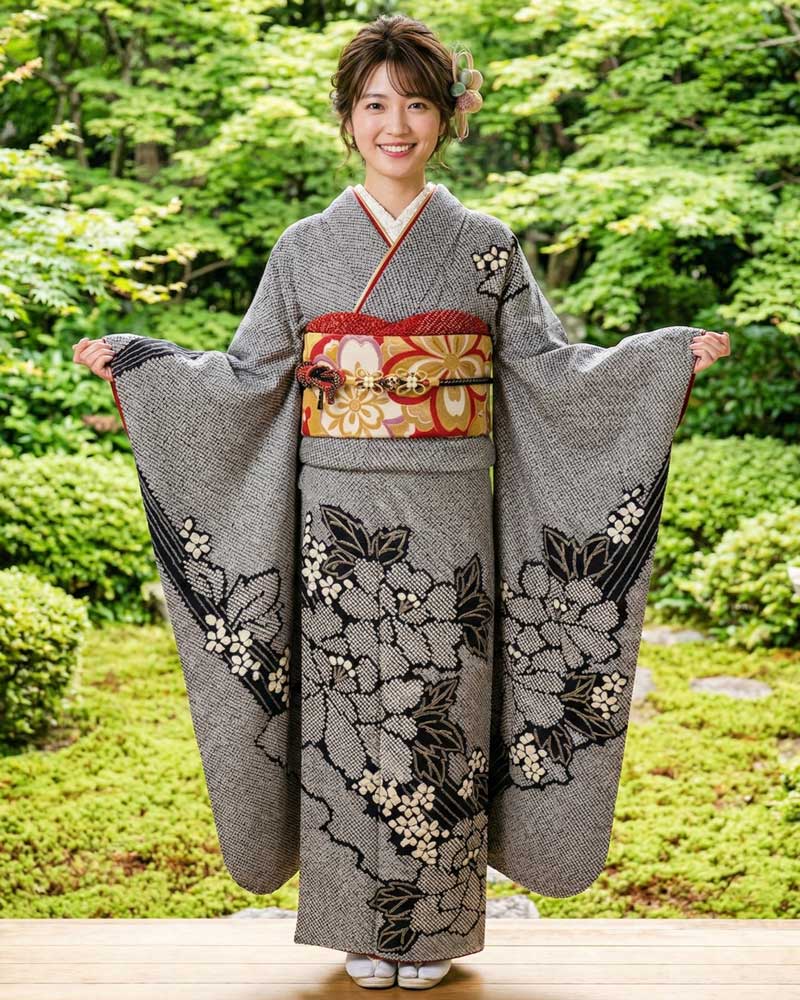 レンタル総絞り振袖 -グレー02