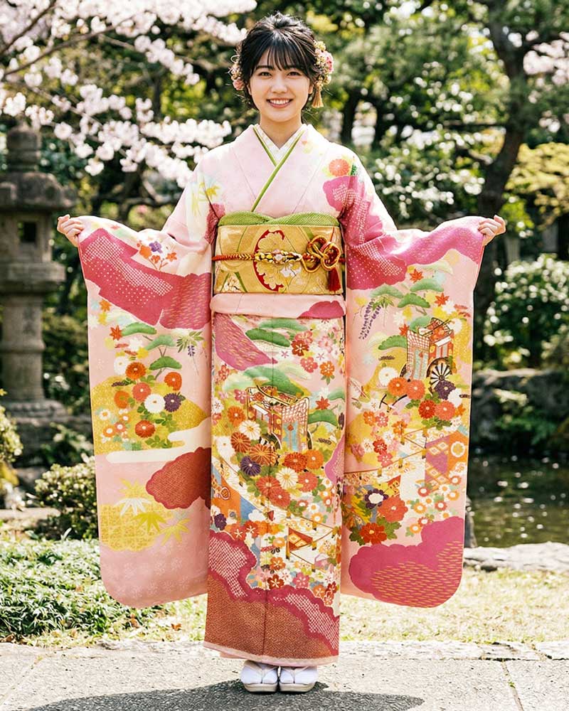 十日町友禅 -振袖 – ピンク01