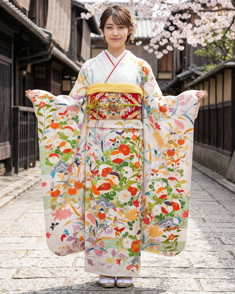 十日町友禅 -振袖 – 白05