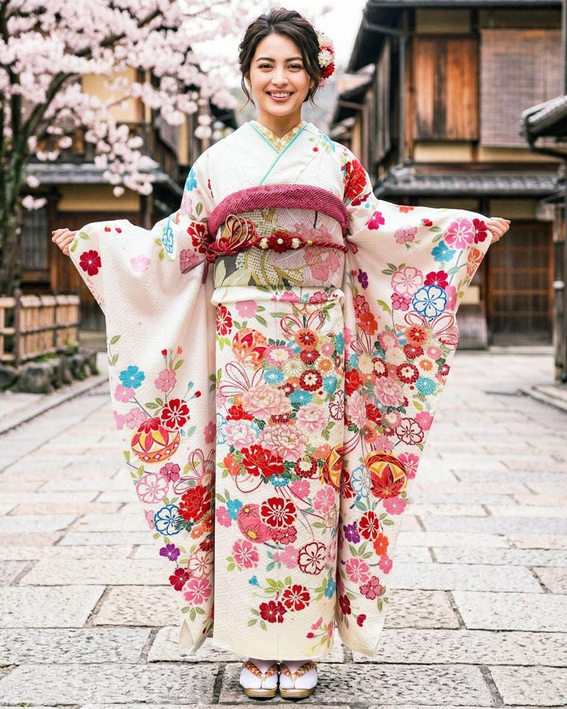 十日町友禅 -振袖 – 白04