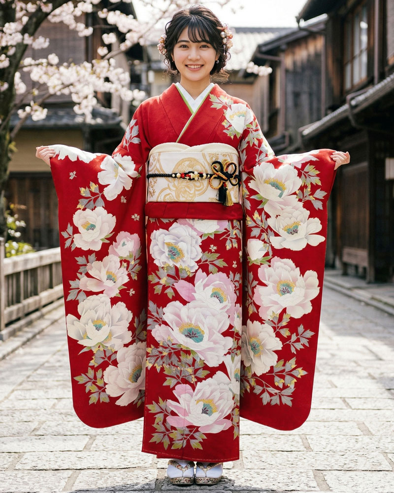 レンタル振袖 – 加賀友禅 –  赤01