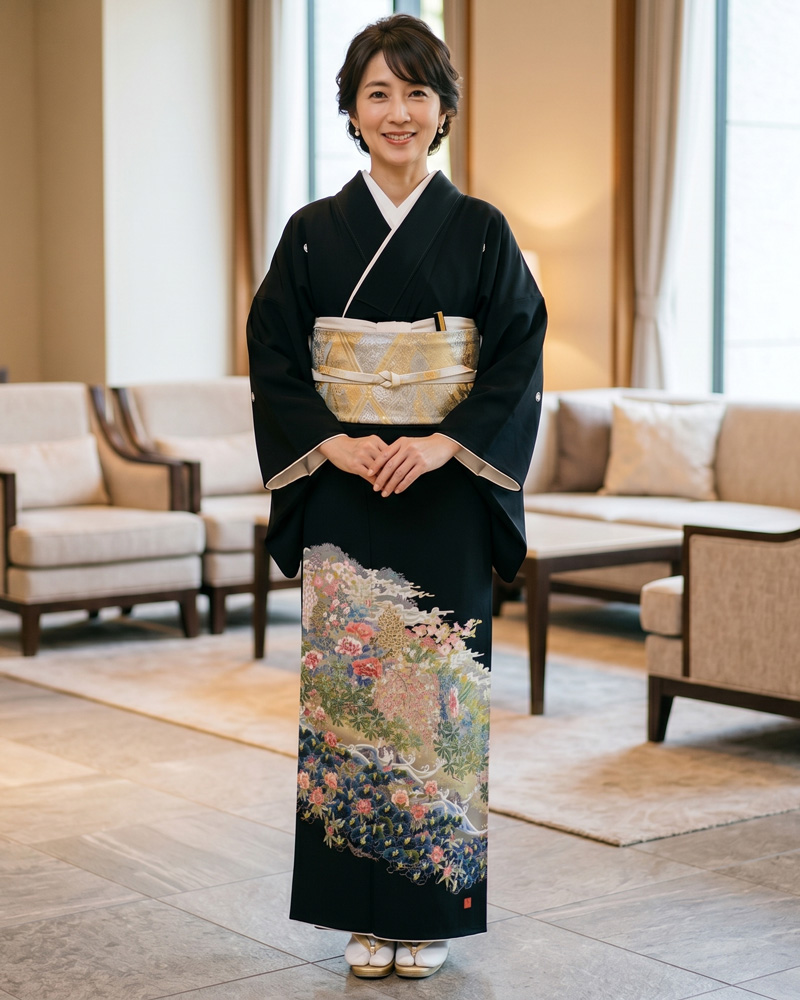 加賀友禅 – 黒留袖レンタル11