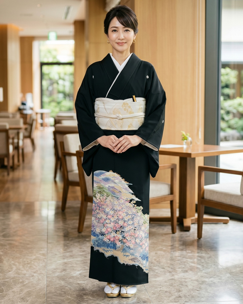 加賀友禅 – 黒留袖レンタル10