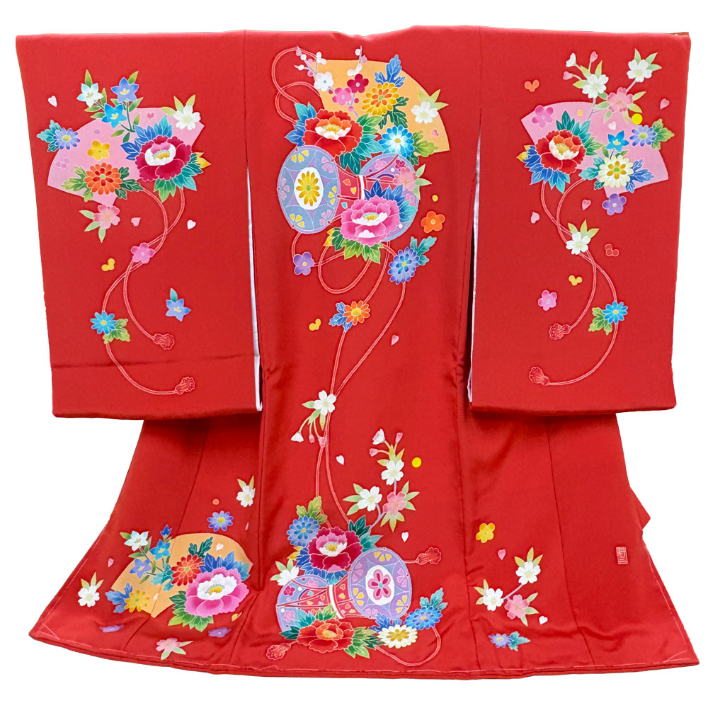 【新品】七五三 3歳 女児 レンタル -加賀友禅-赤01