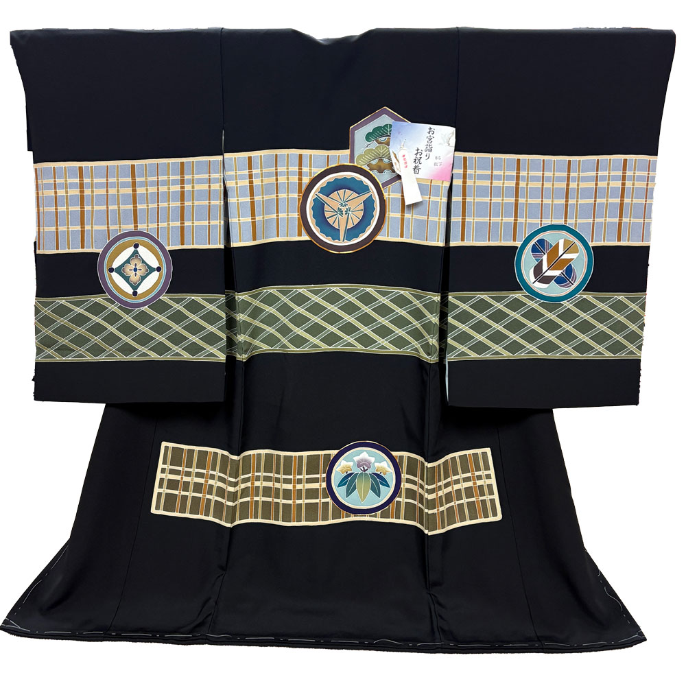 【新品】七五三 3歳 男児 レンタル -手描き正絹- 黒