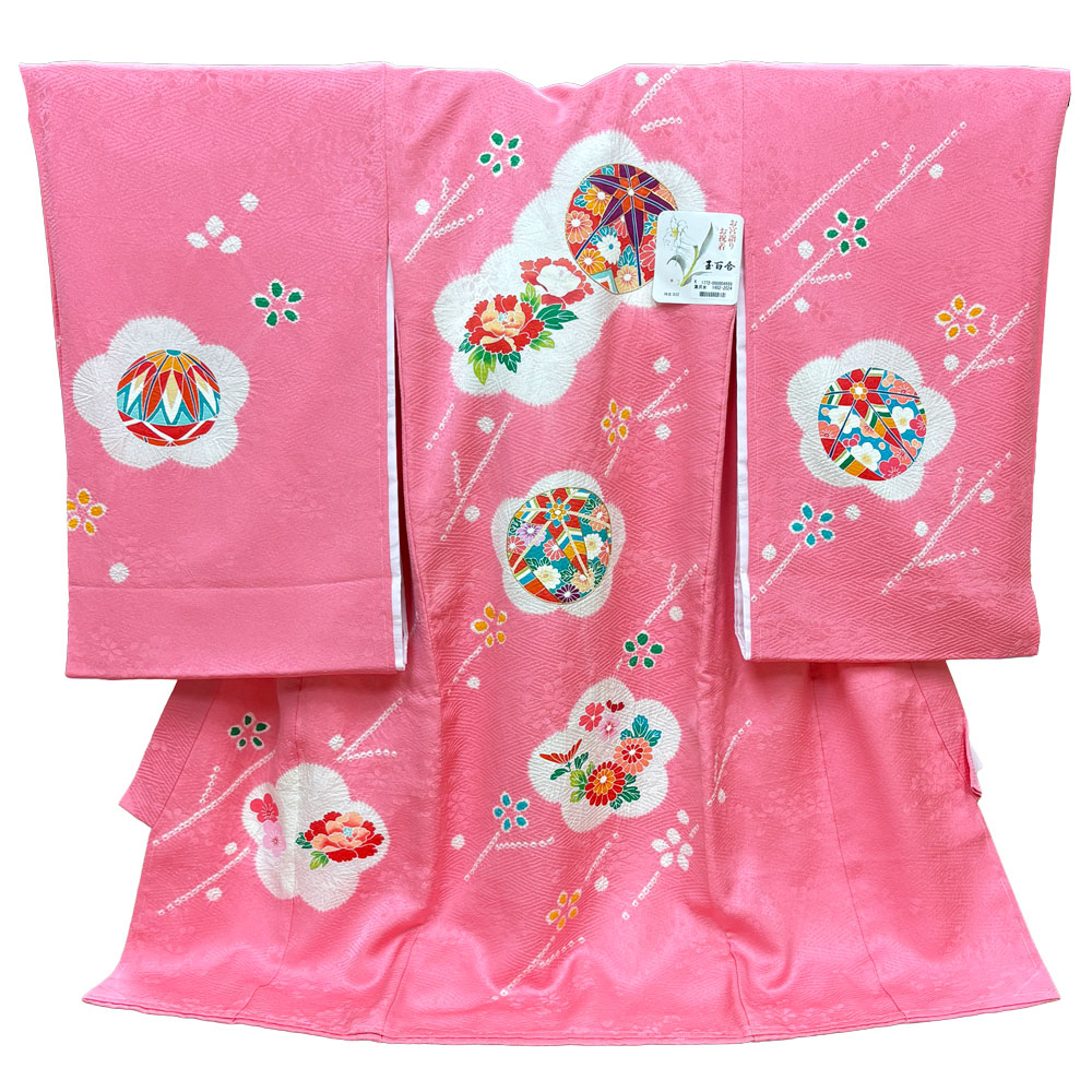 【新品】七五三 3歳 女児 レンタル -手描き正絹-ピンク01